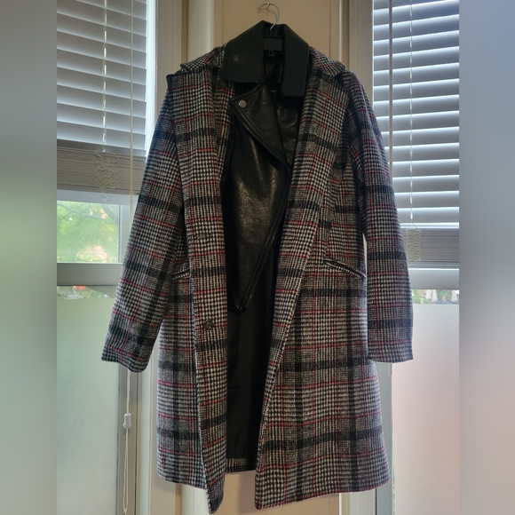 Tribal Jackets & Blazers - NWT Plaid Jacket w/Removal Faux Leather Collar